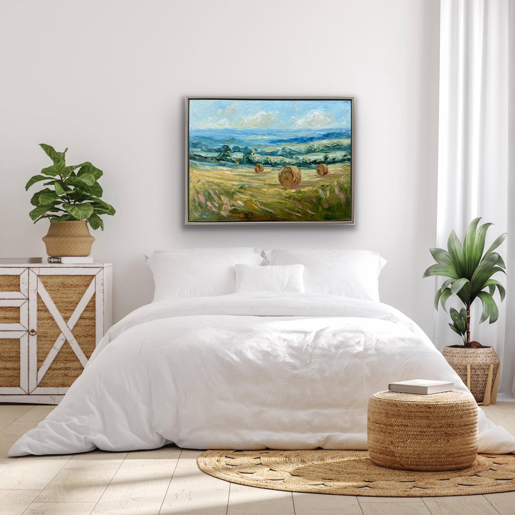 Cotswolds en la cosecha, Pintura original, Malvern Hills, Arte del paisaje, Naturaleza 6