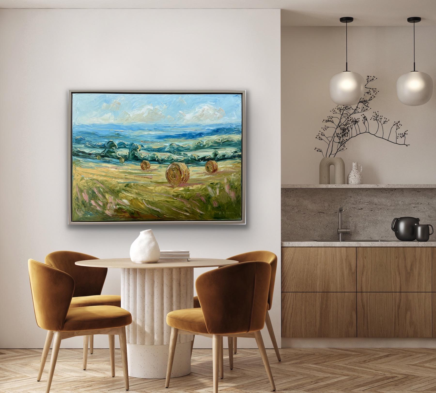 Cotswolds en la cosecha, Pintura original, Malvern Hills, Arte del paisaje, Naturaleza 2