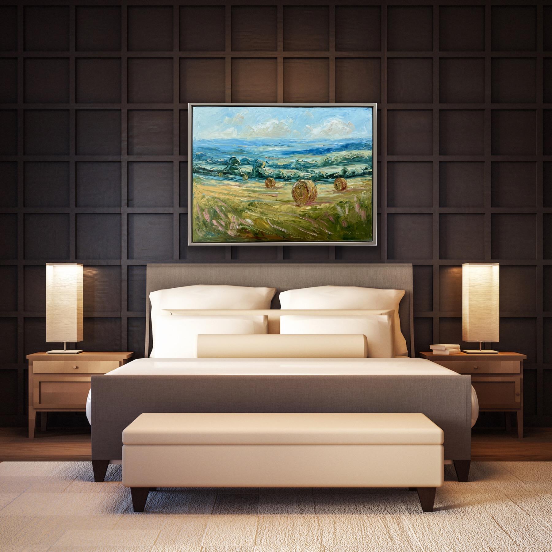 Cotswolds en la cosecha, Pintura original, Malvern Hills, Arte del paisaje, Naturaleza 4