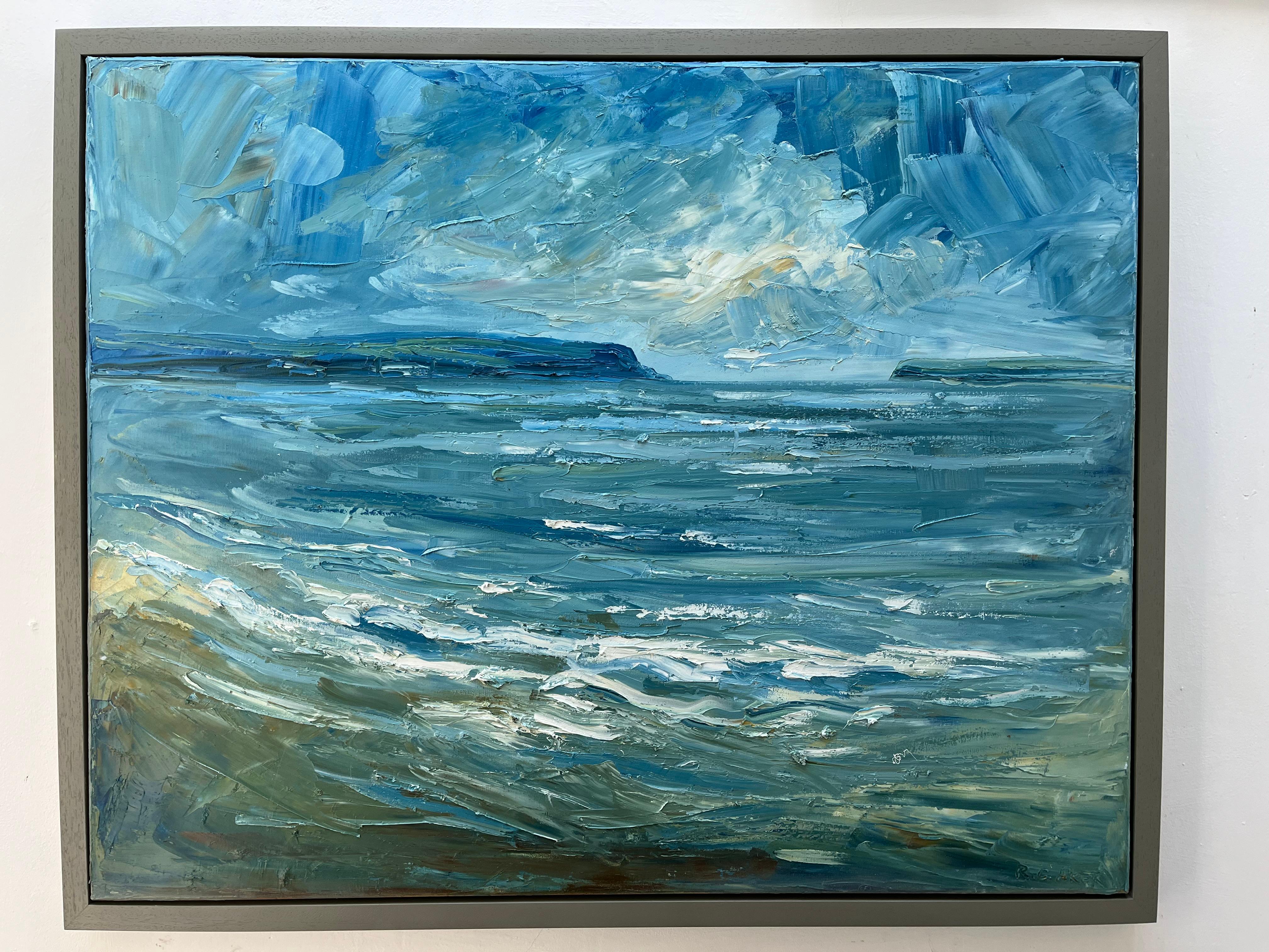Daymer Bay von Hawker's Cove, Padstow, Cornwall, Originalgemälde, Küste, Meer (Impressionismus), Painting, von Rupert Aker