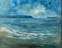 Daymer Bay depuis Hawker's Cove, Padstow, Cornouailles, Peinture originale, Côte, Mer
