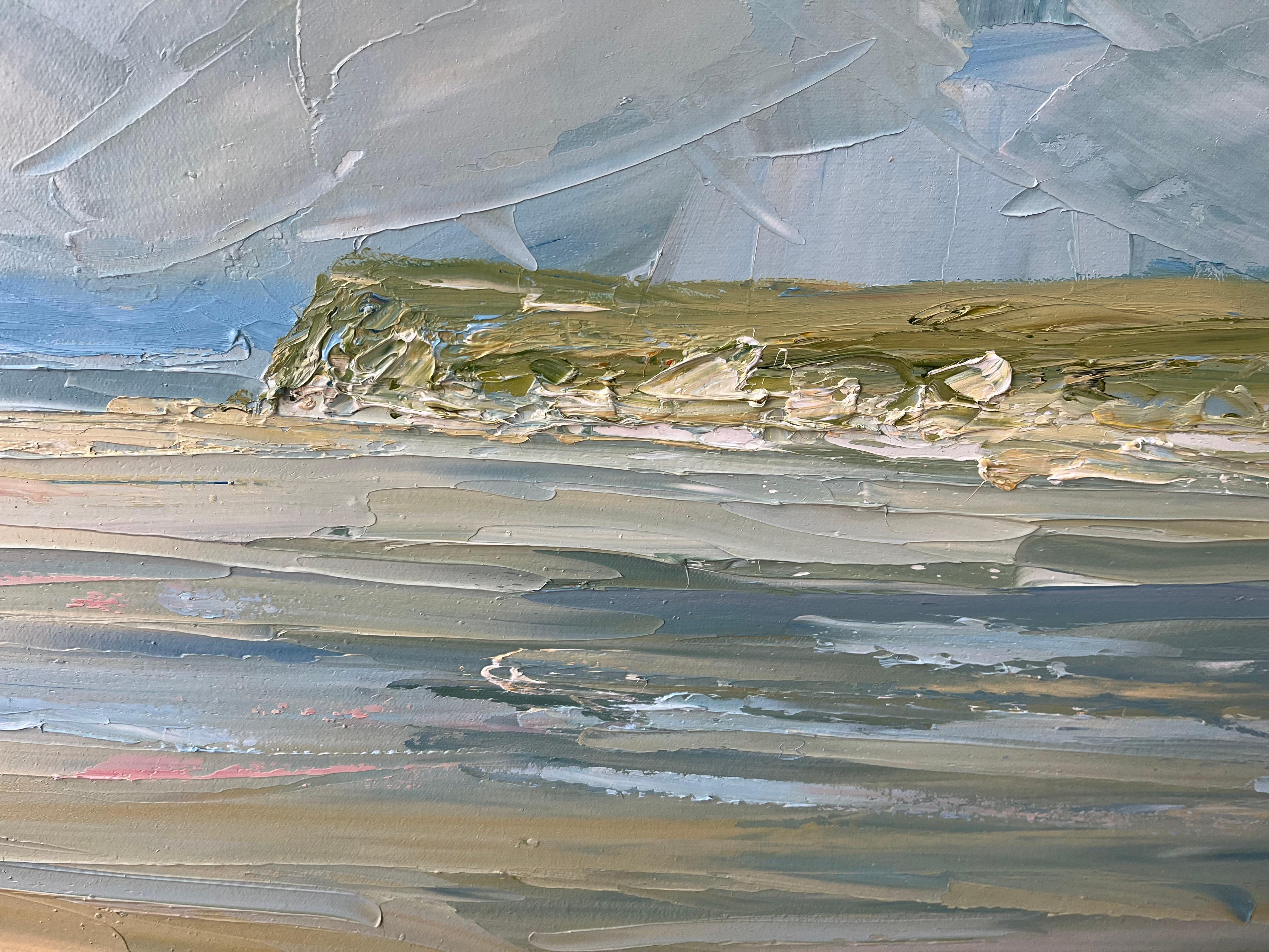 Daymer Bay, Original painting, Landscape, Seascape, Abstract, Beach, Cornwall - Contemporary Painting by Rupert Aker