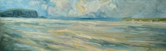Daymer Bay, peinture originale, paysage, paysage marin, abstrait, plage, Cornouailles