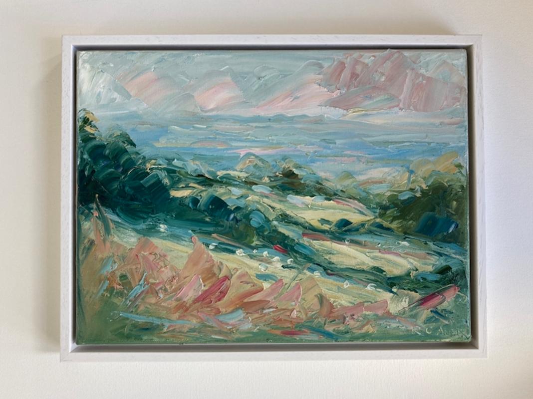 Evening, Cud Hill, Cotswold Art, Textured English landscape painting, Modern Art - Impressionist Painting by Rupert Aker