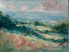 Evening, Cud Hill, Cotswold Art, Textured English landscape painting, Modern Art