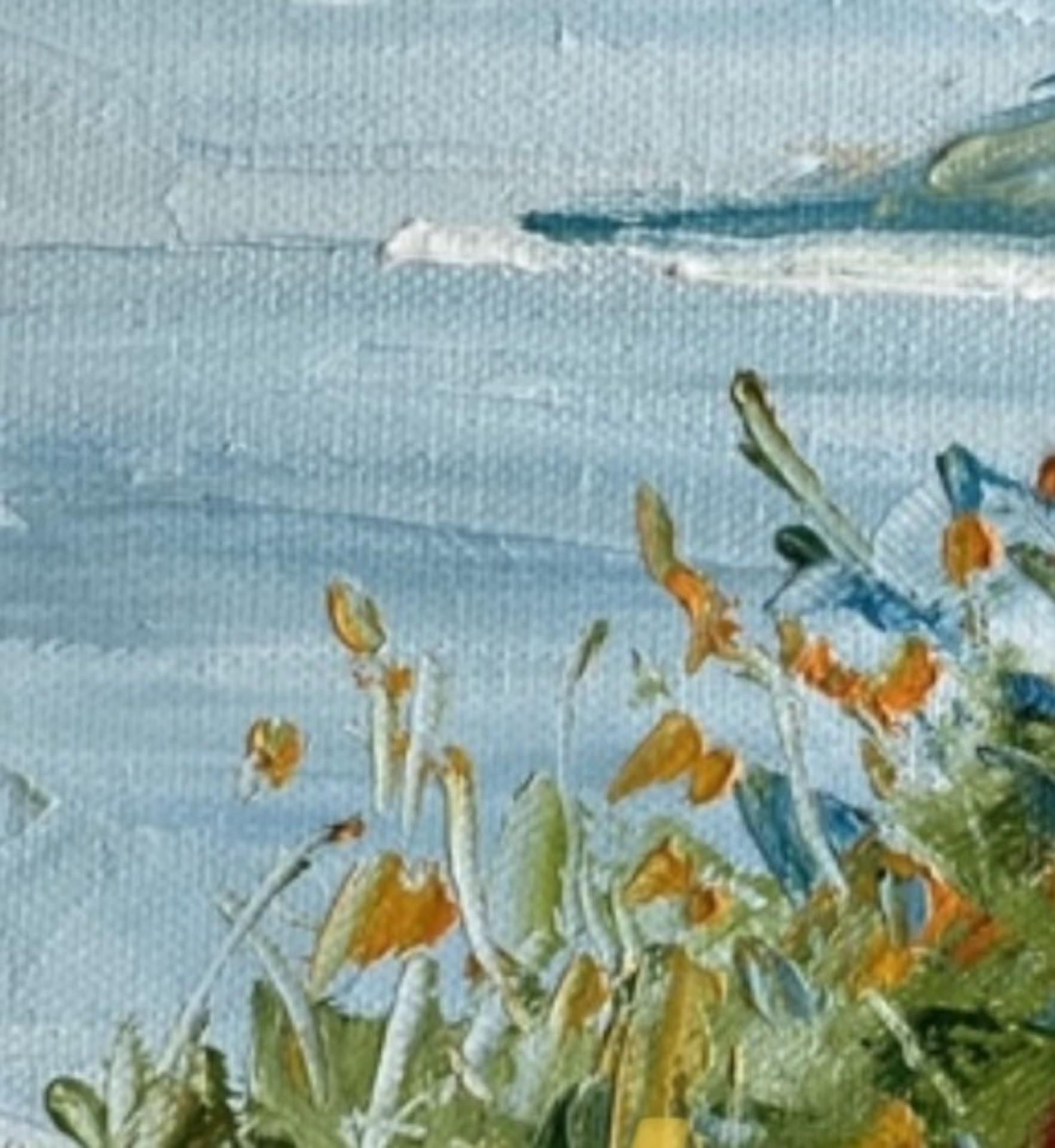 Montbretia Au-dessus du Nouveau Quay, Rupert Aker, peinture originale de paysage côtier en vente 2