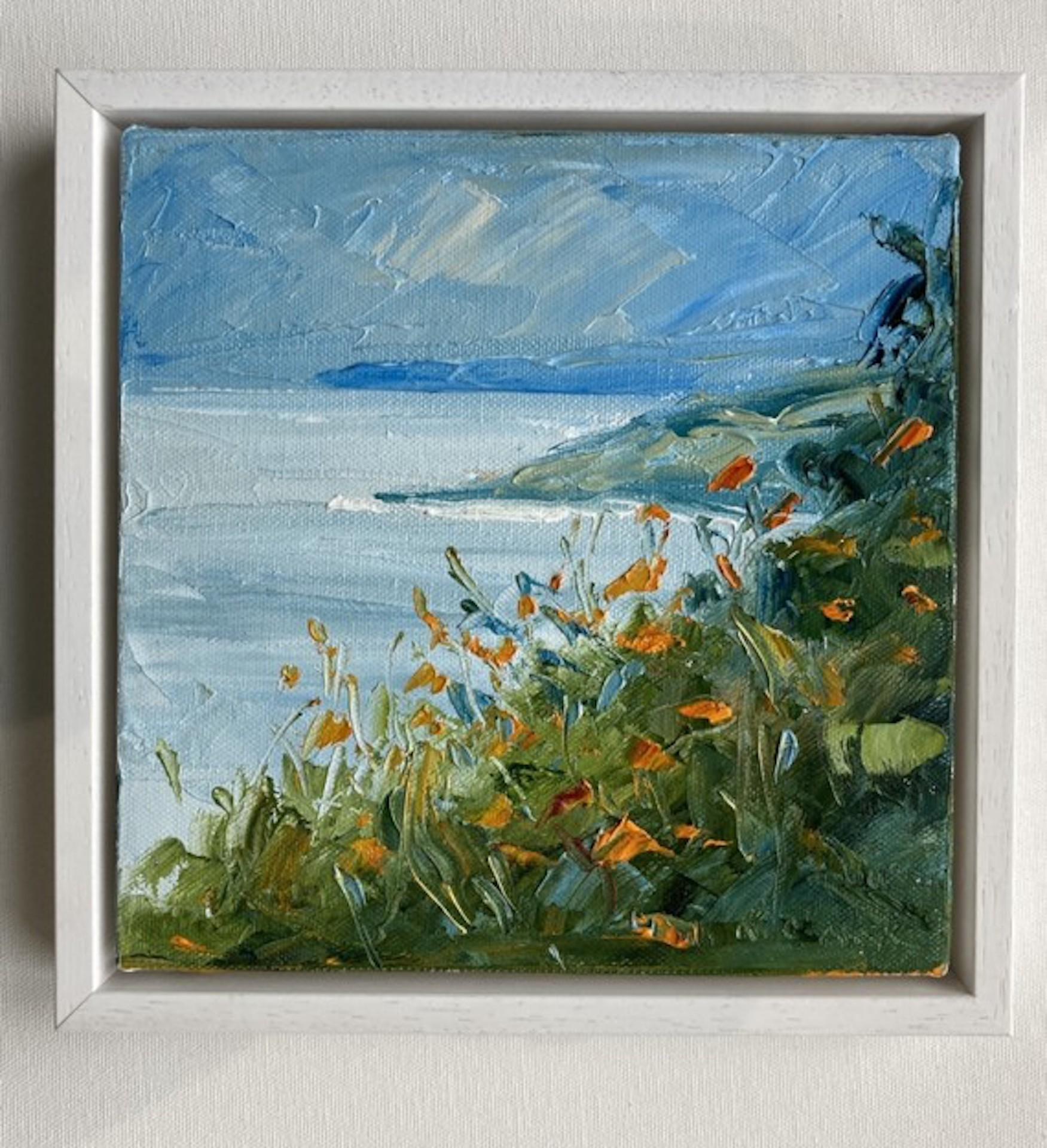 Montbretia Above New Quay, Rupert Aker, Original Coastal Landscape Painting For Sale 2