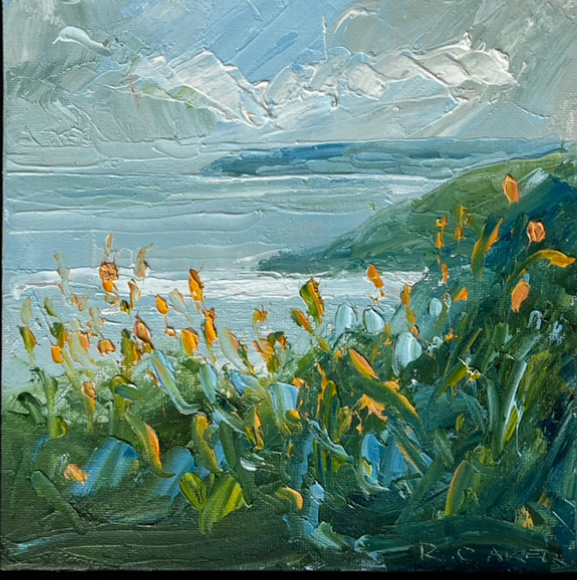 Rupert Aker Abstract Painting - Montbretia, seascape, landscape, nature, impressionist 