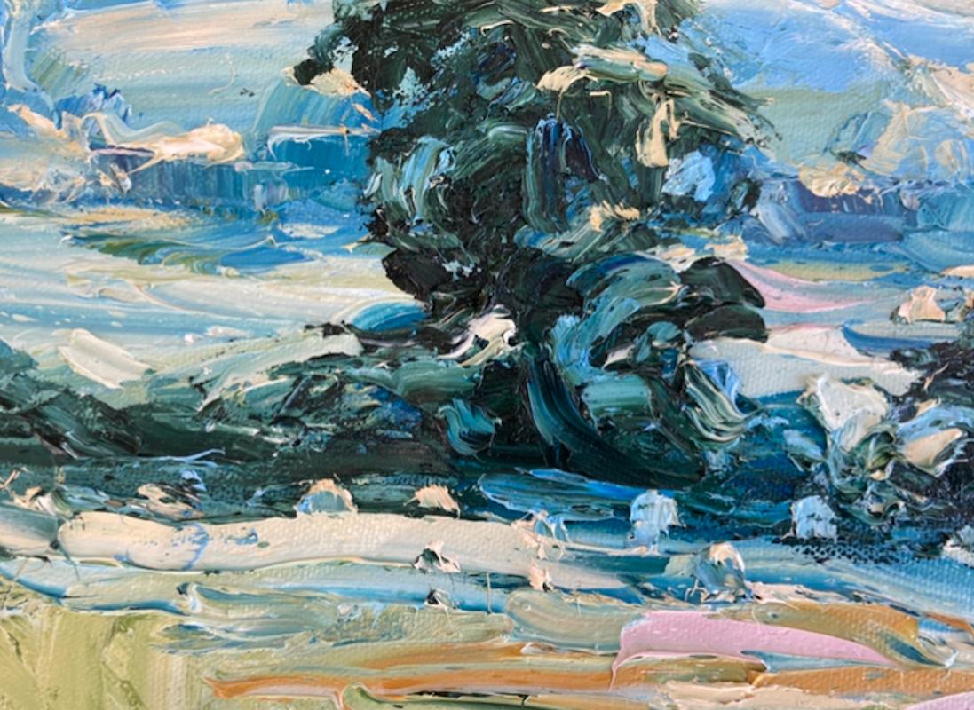 Overlooking Sheepscombe - Blue Abstract Painting by Rupert Aker