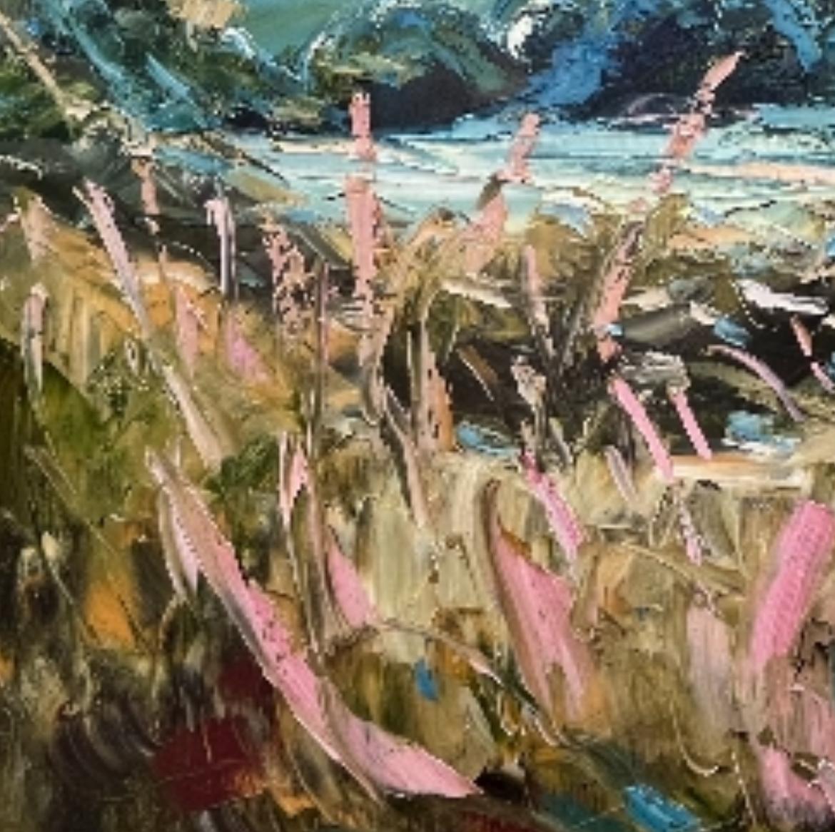 Atardecer en Painswick - Original, paisaje, Impresionista - Landscape Painting Gris de Rupert Aker