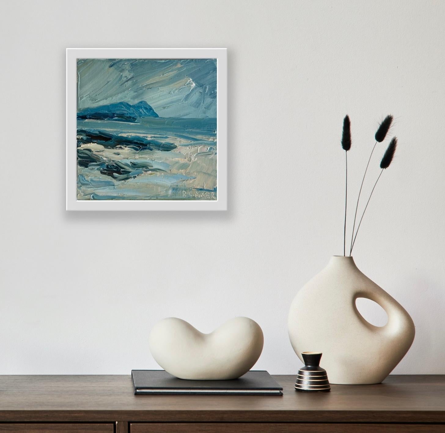 Peinture  l'huile sur toile  Polzeath Beach Rocks  de Rupert Aker, Art de paysage, 2022 en vente 5