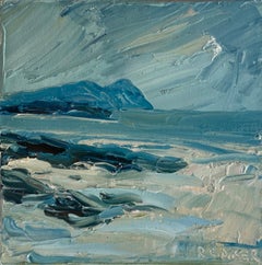 Polzeath Beach Rocks, Rupert Aker, Oil on Canvas, Landscape art, 2022