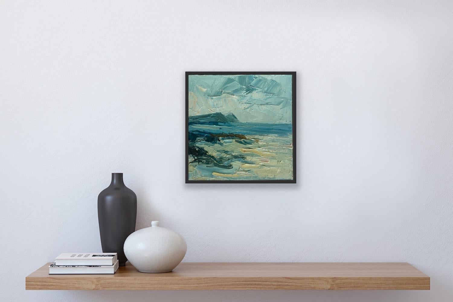 Polzeath Rocks, Rupert Aker, Art de paysage contemporain, huile sur toile, 2022 en vente 1