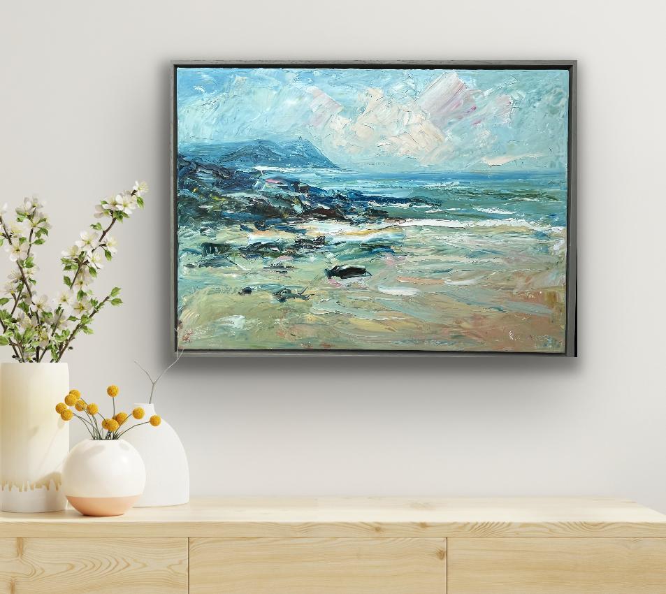 Polzeath, Primavera - Originale, Paesaggio marino, Impressionista, Spiaggia - Painting Impressionismo di Rupert Aker