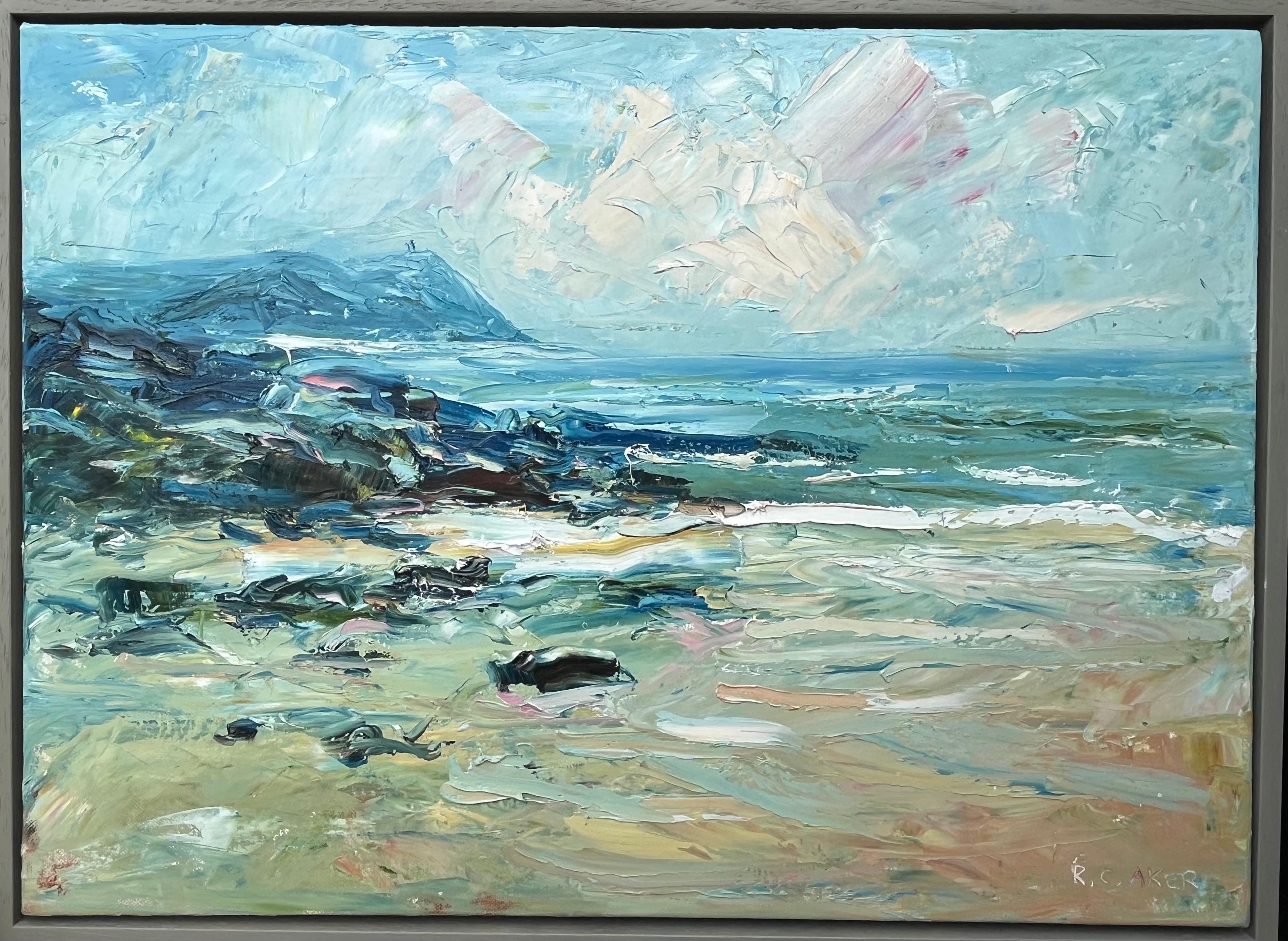Polzeath, Primavera - Originale, Paesaggio marino, Impressionista, Spiaggia - Painting di Rupert Aker