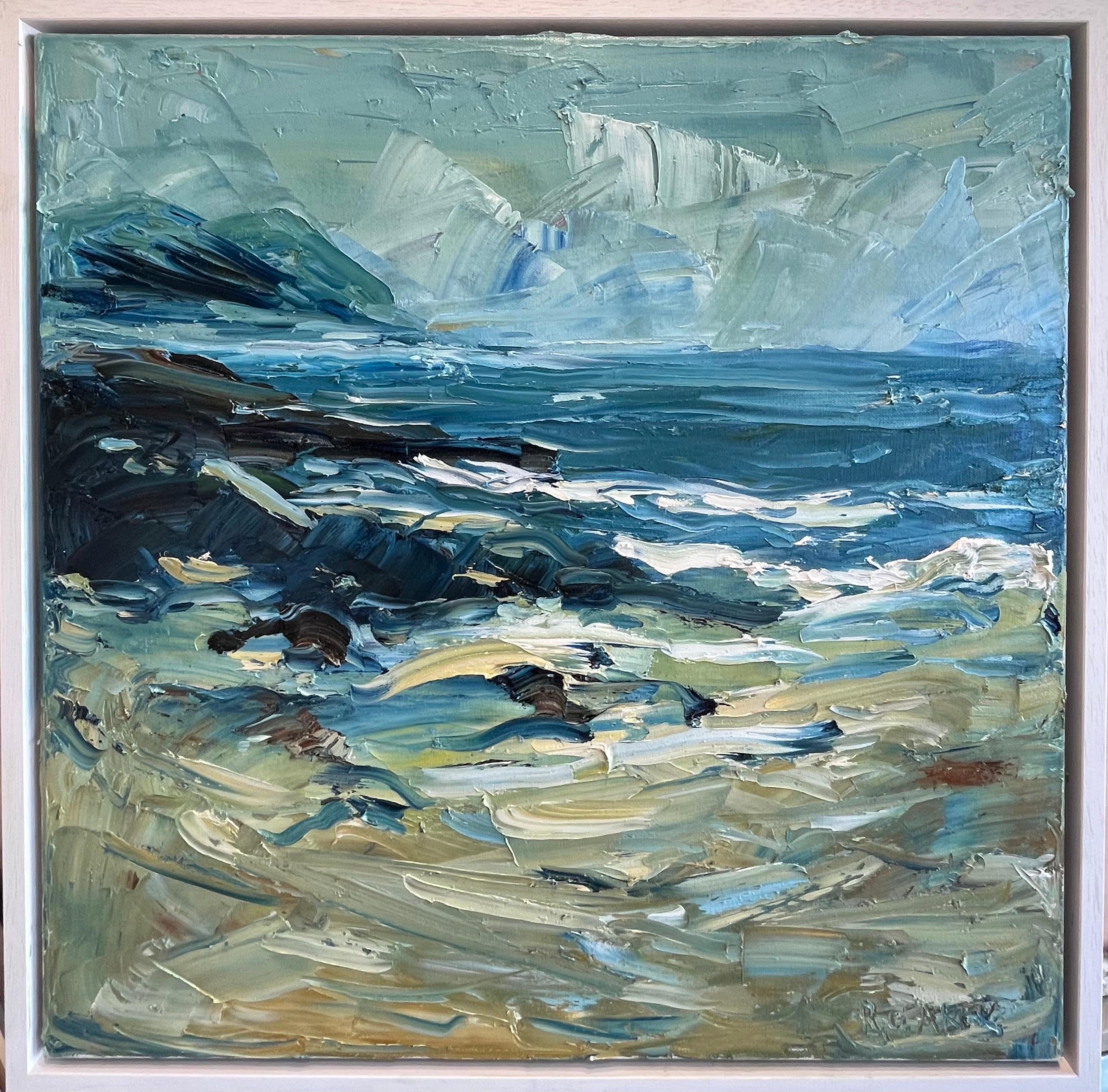 Polzeath summer Cornwall, Original painting, landscape - Painting by Rupert Aker