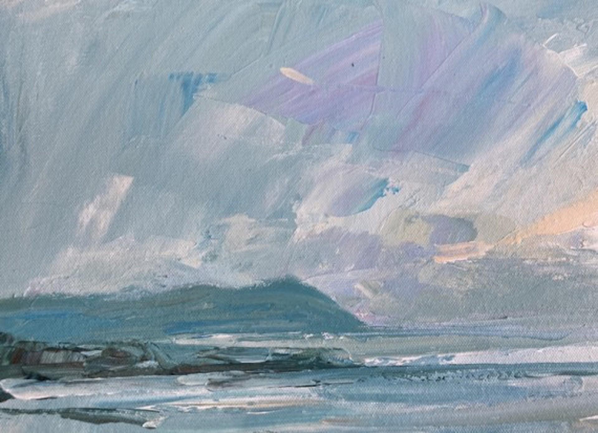 Peinture de paysage expressionniste originale de Rupert Aker représentant un coucher de soleil, Polzeath, Coast en vente 8