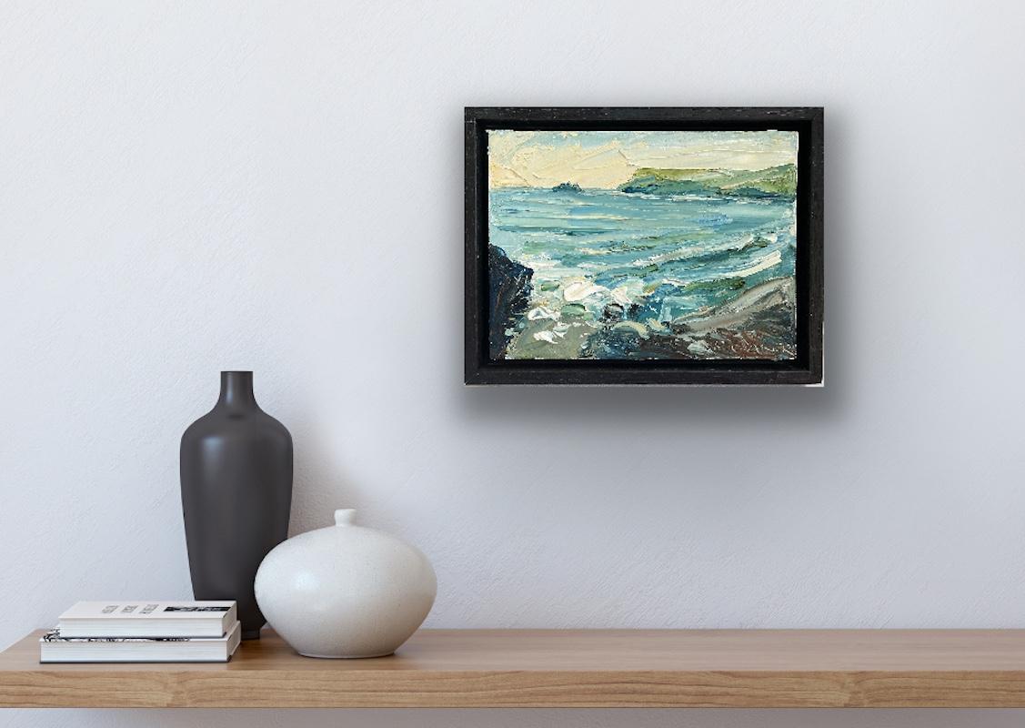 Polzeath, surfen, Originalgemälde, Landschaft (Impressionismus), Painting, von Rupert Aker