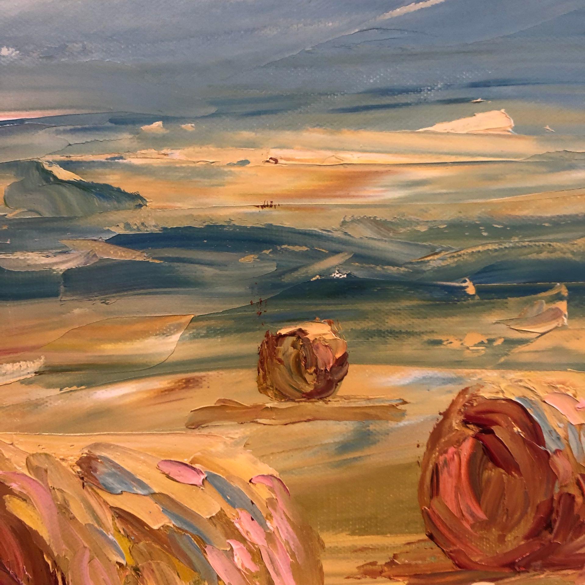 Rupert Aker, Big Bales, Late Summer Original Oil Painting, Textured Paintings 9