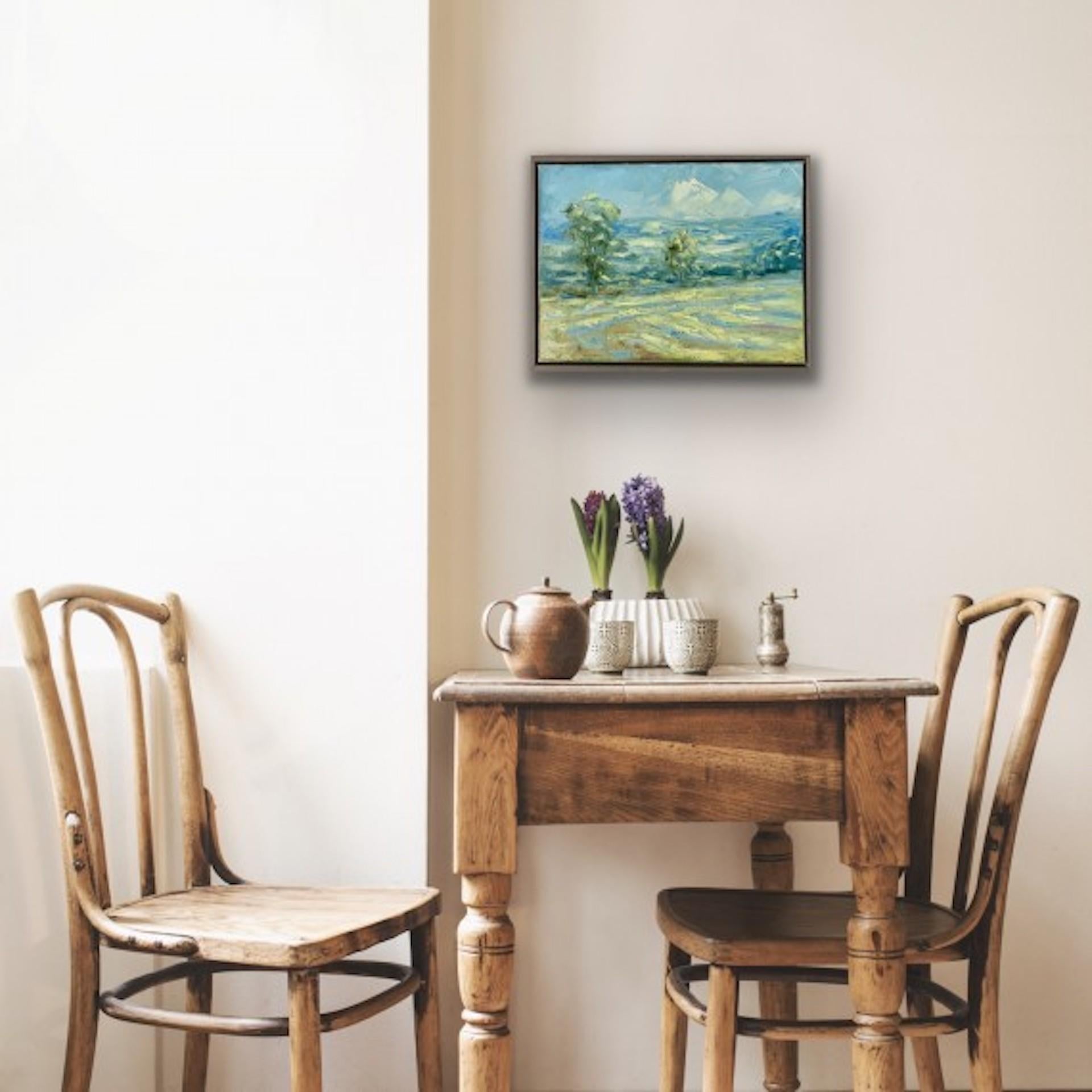 Rupert Aker, Verano brumoso, Arte paisajístico, Paisaje de Cotswold, Pintura original en venta 6