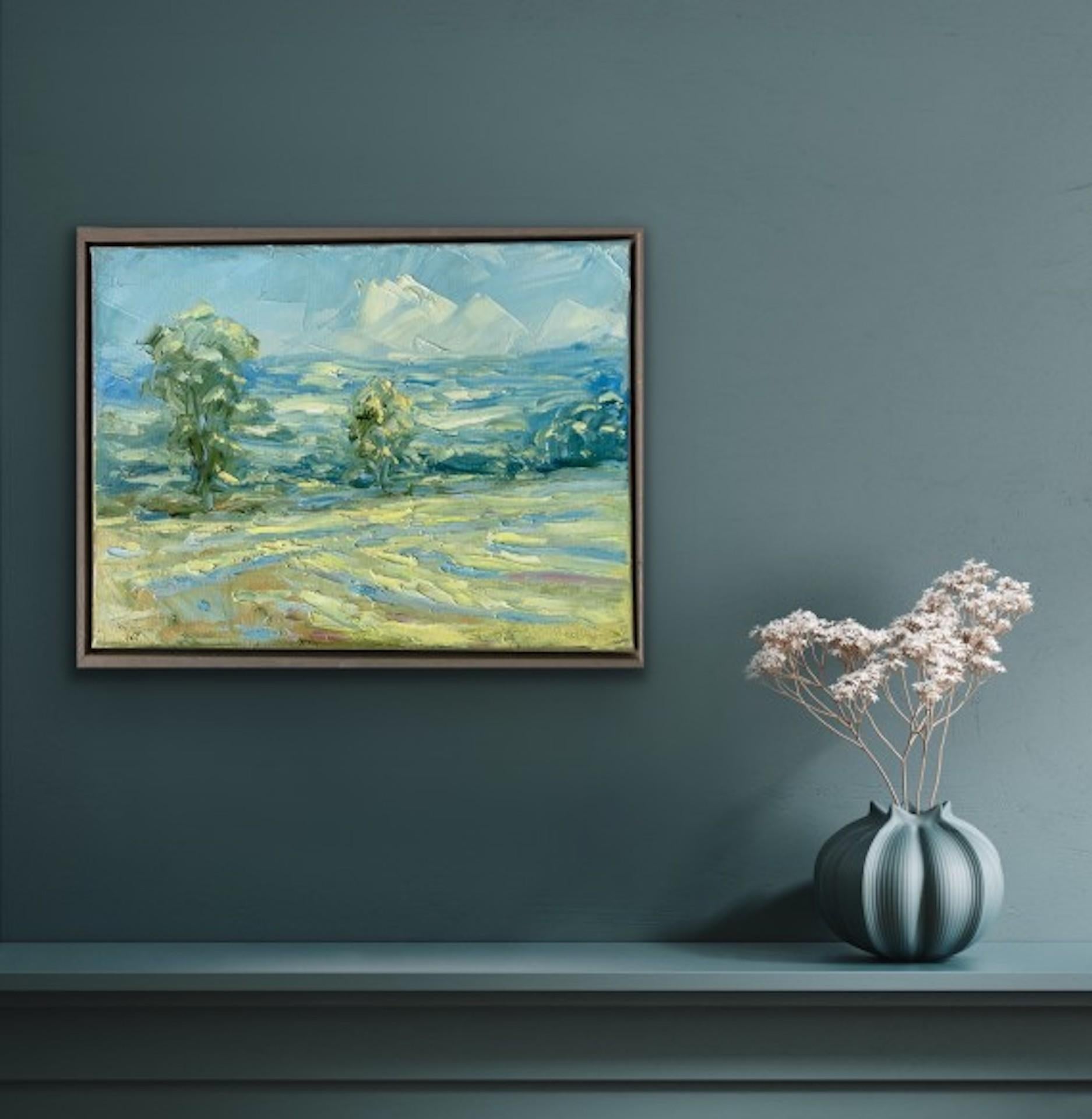 Rupert Aker, Verano brumoso, Arte paisajístico, Paisaje de Cotswold, Pintura original en venta 7