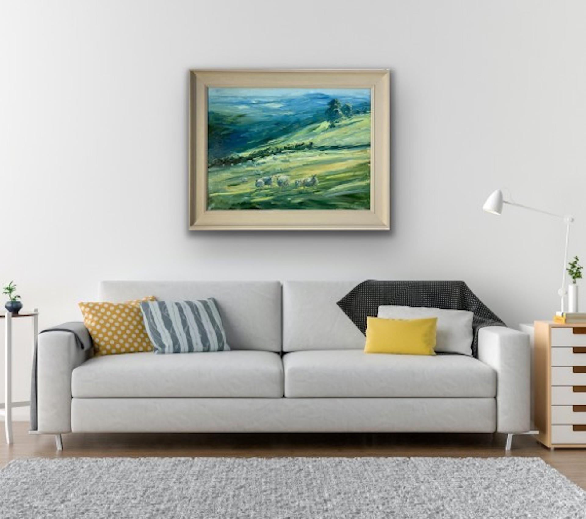 Rupert Aker, Sheep, Miserden, Cotswolds Landscape Art, Impressionist Painting For Sale 3