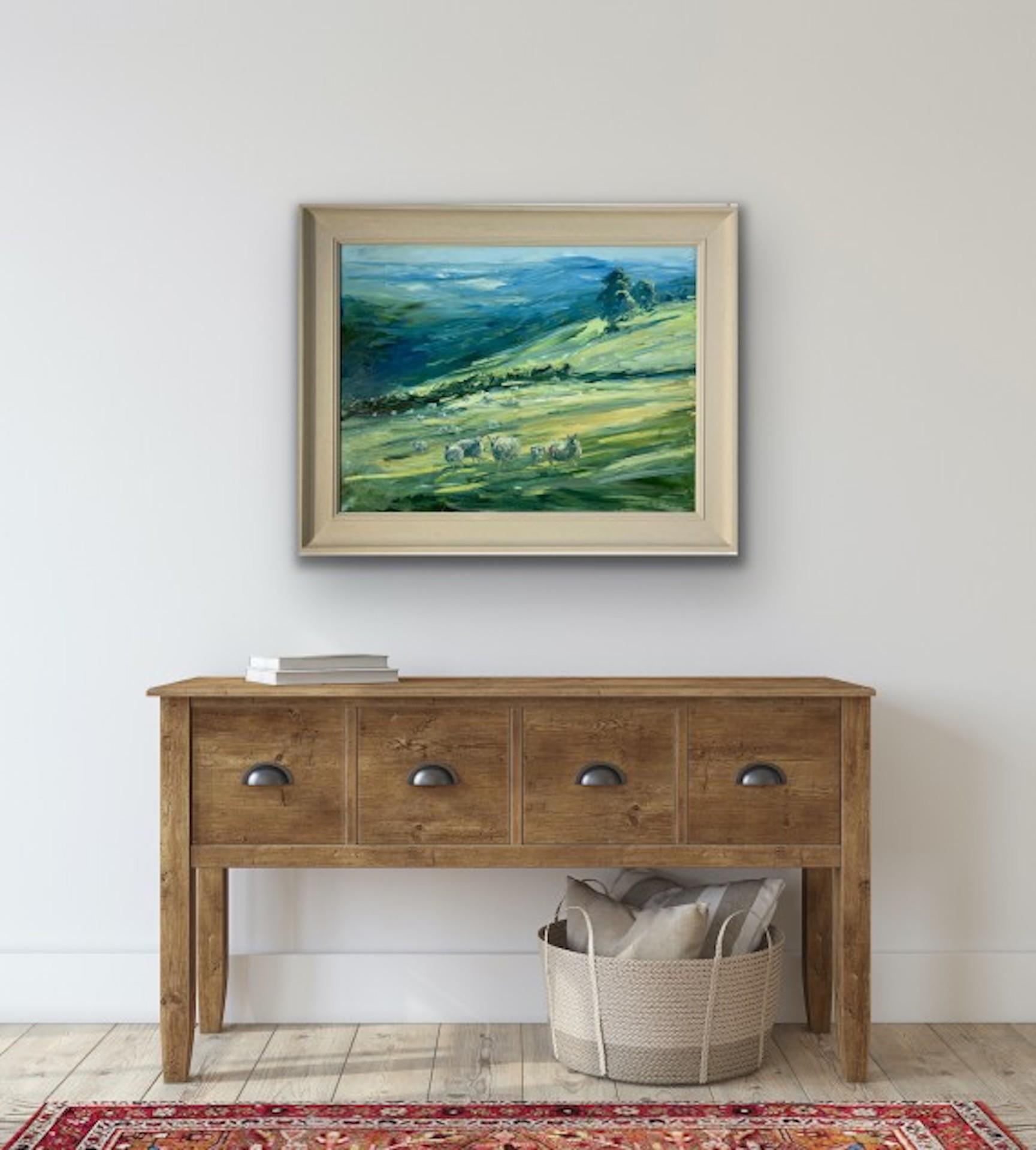 Rupert Aker, Sheep, Miserden, Cotswolds Landscape Art, Impressionist Painting For Sale 4