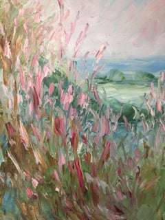 Rupert Aker, Willow Herb, Original Oil Painting, Affordable Rural Art, Bright Art