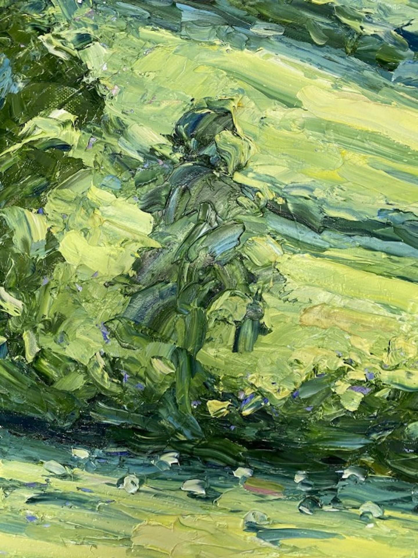 Sheepscombe Morning, Landscape Painting, Green Contemporary Expressionist Art For Sale 5