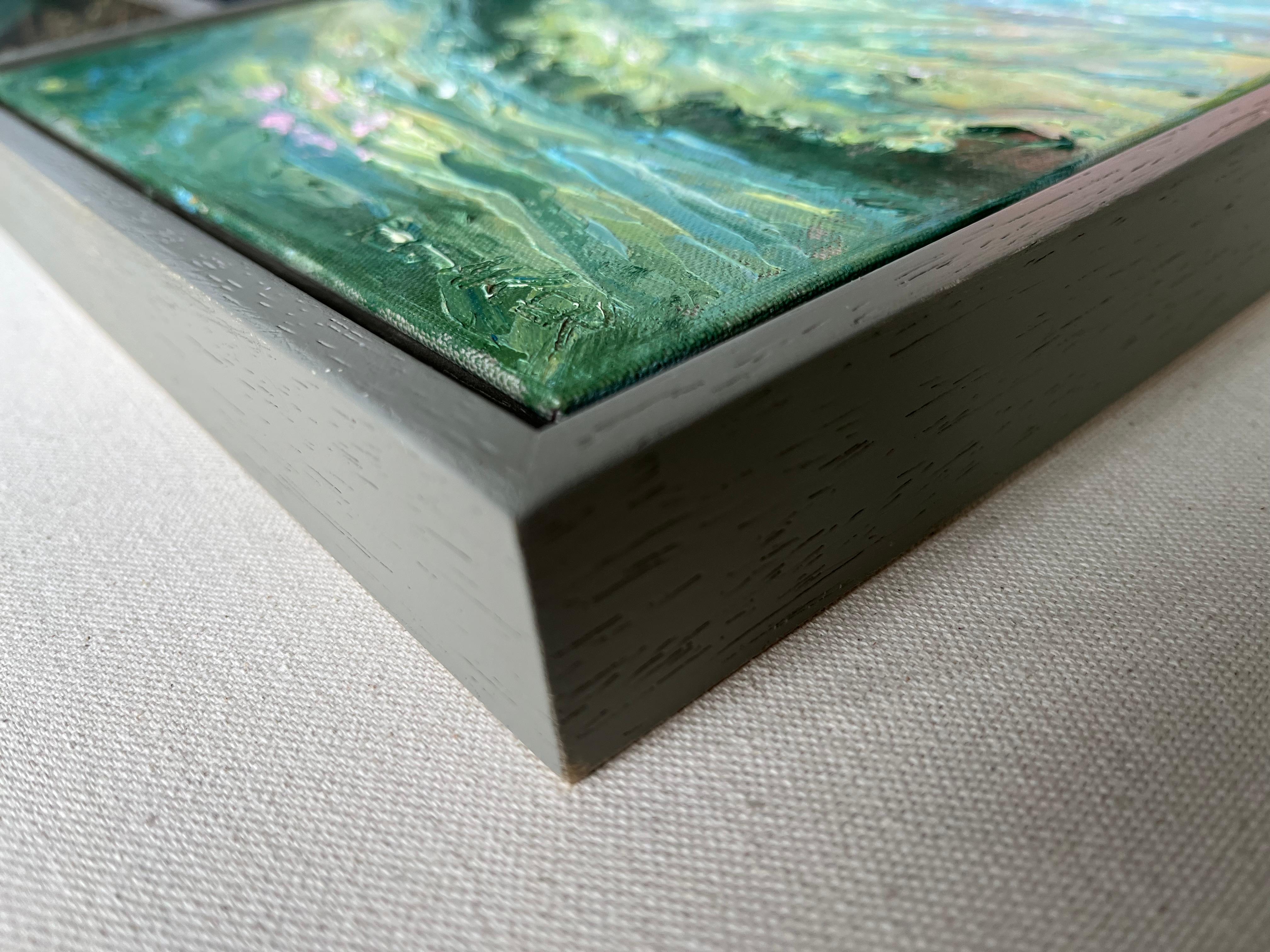 Stinchcombe Hill, tarde, Gloucestershire. Original, Paisaje impresionista - Abstract Painting Azul de Rupert Aker