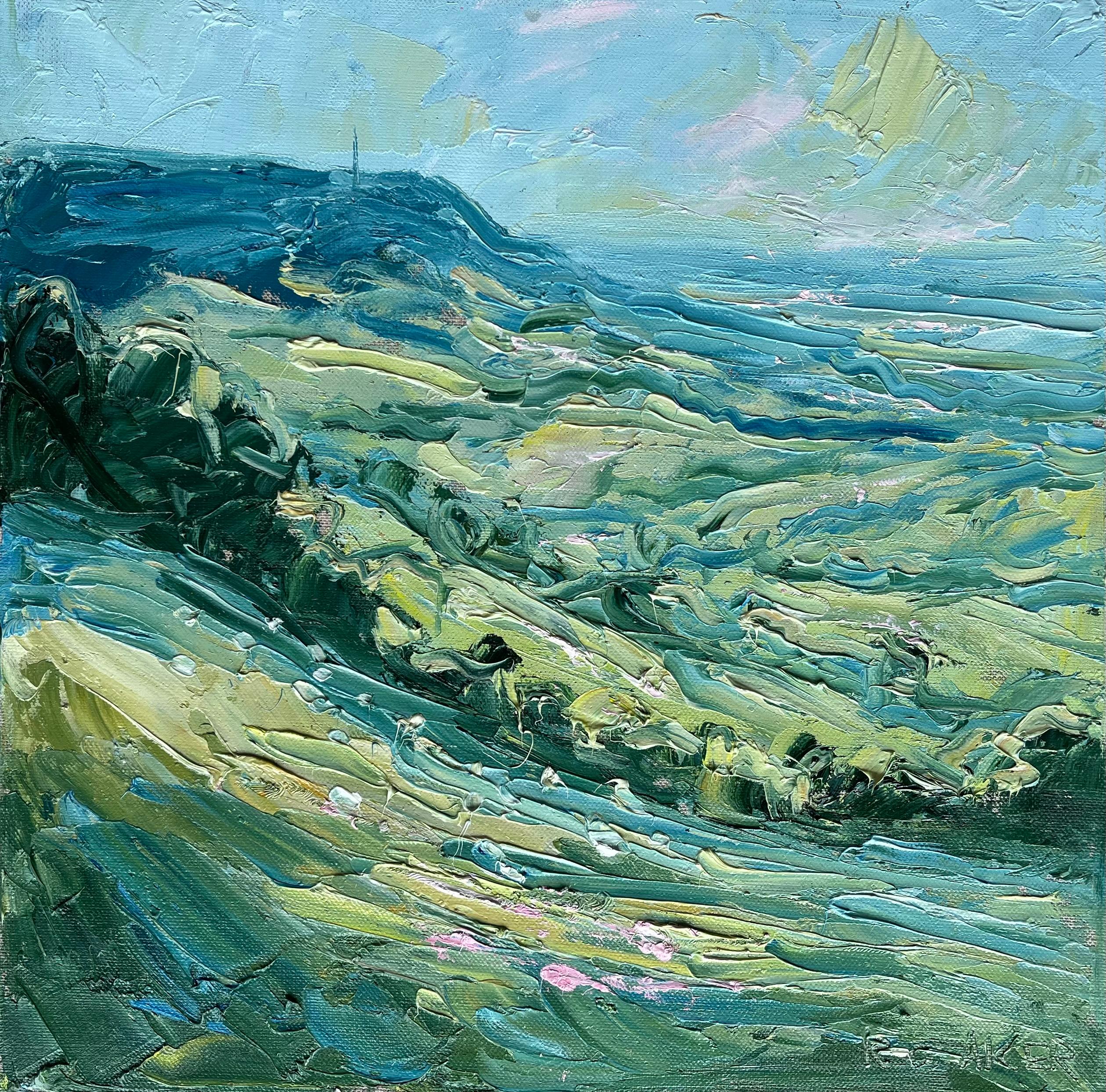 Abstract Painting Rupert Aker - Hill, après-midi, Gloucestershire. Paysage impressionniste