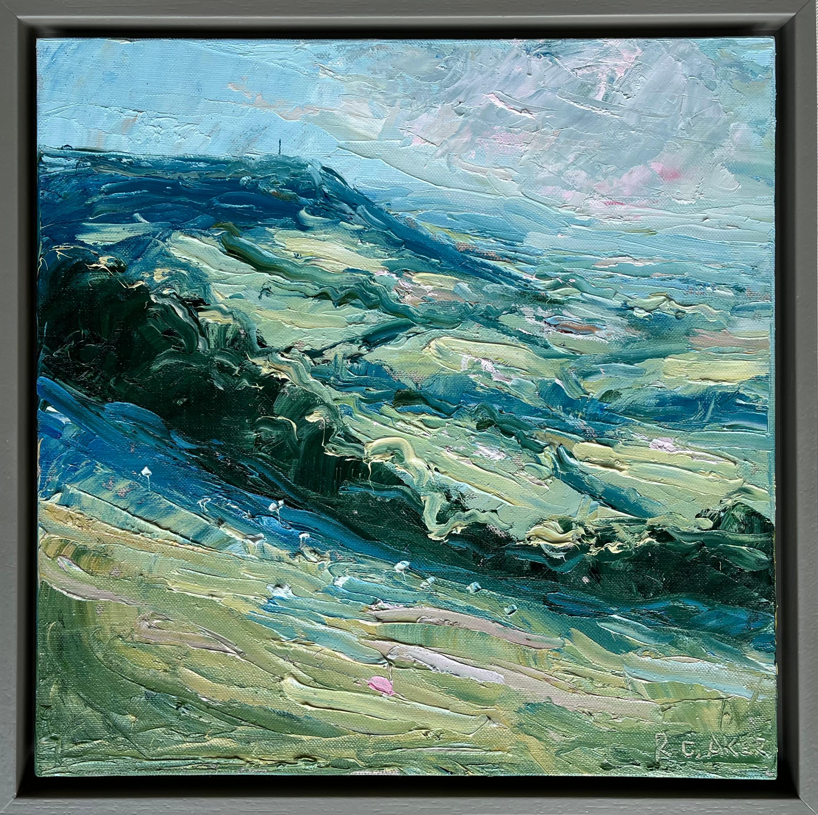 Landscape Painting Rupert Aker - Hill, soirée, Gloucestershire. Paysage impressionniste