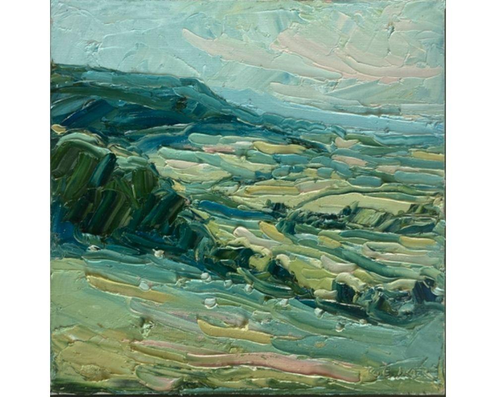Stinchcombe Hill, Rupert Aker, peinture de paysage, art texturé, peinture à l'huile