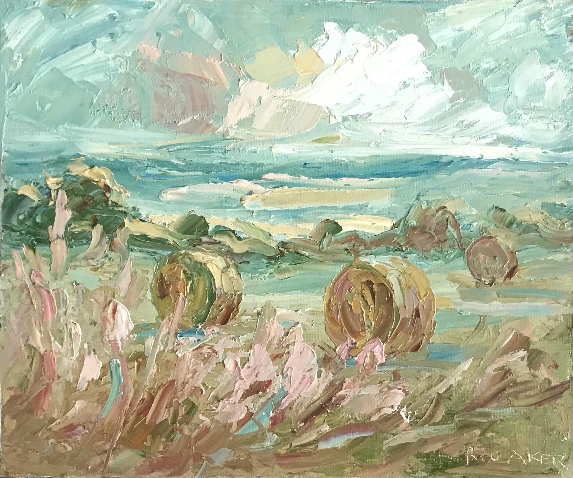 Summer Bales by Rupert Aker, Landscapes, Impressionist, Hay Bales  2