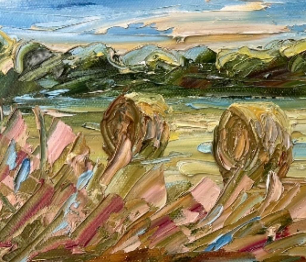 Summer Bales IV, Contemporary Landscape Painting, Original Rural Artwork For Sale 8