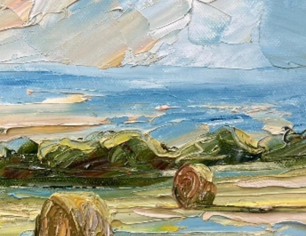 Summer Bales IV, Contemporary Landscape Painting, Original Rural Artwork For Sale 9