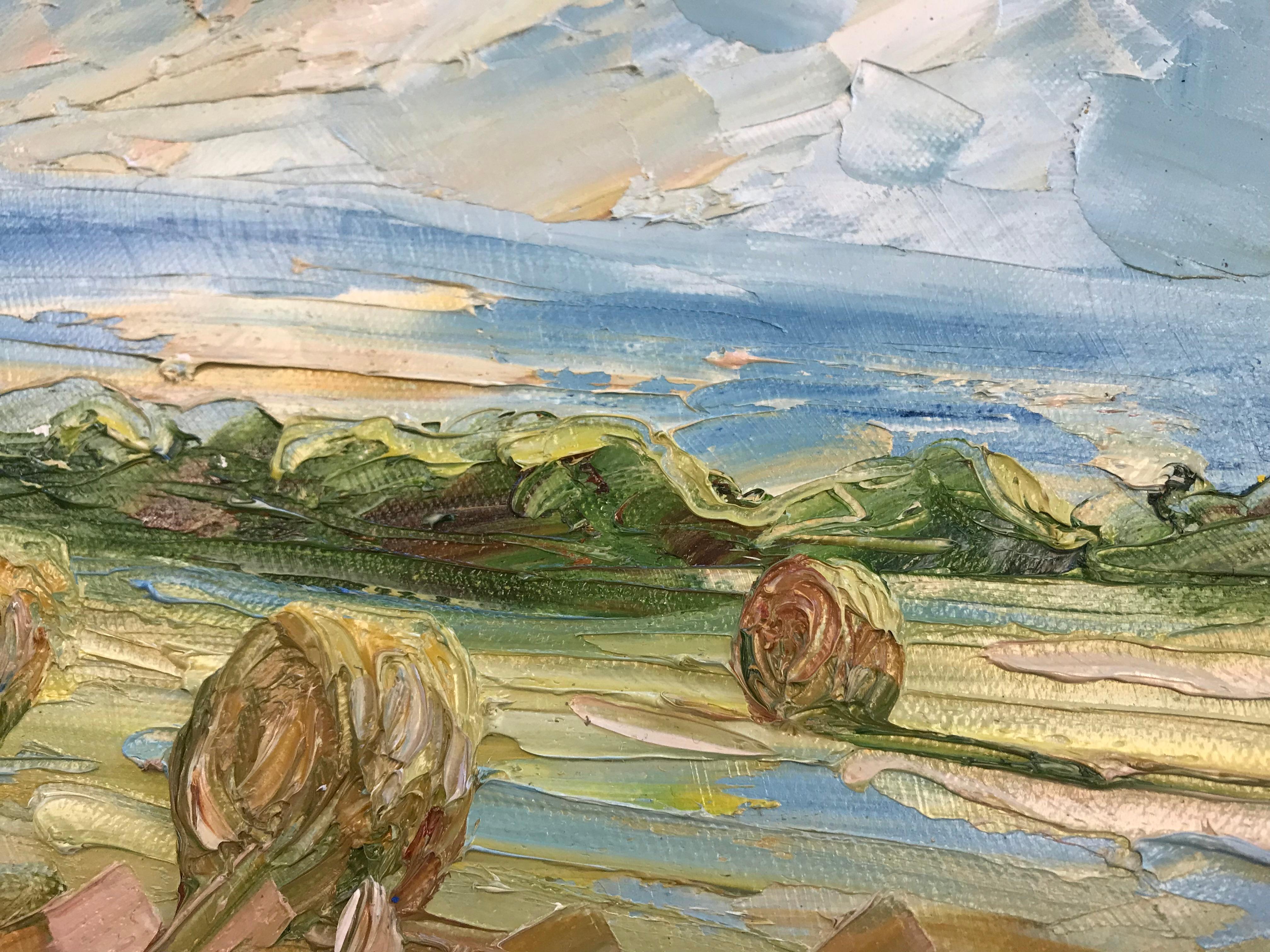 Summer Bales IV, Contemporary Landscape Painting, Original Rural Artwork For Sale 10