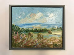 Summer Bales IV, Contemporary Landscape Painting, Original Rural Artwork