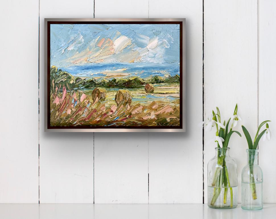 Summer Bales IV, peinture de paysage contemporaine, œuvre d'art rural originale - Impressionnisme Painting par Rupert Aker