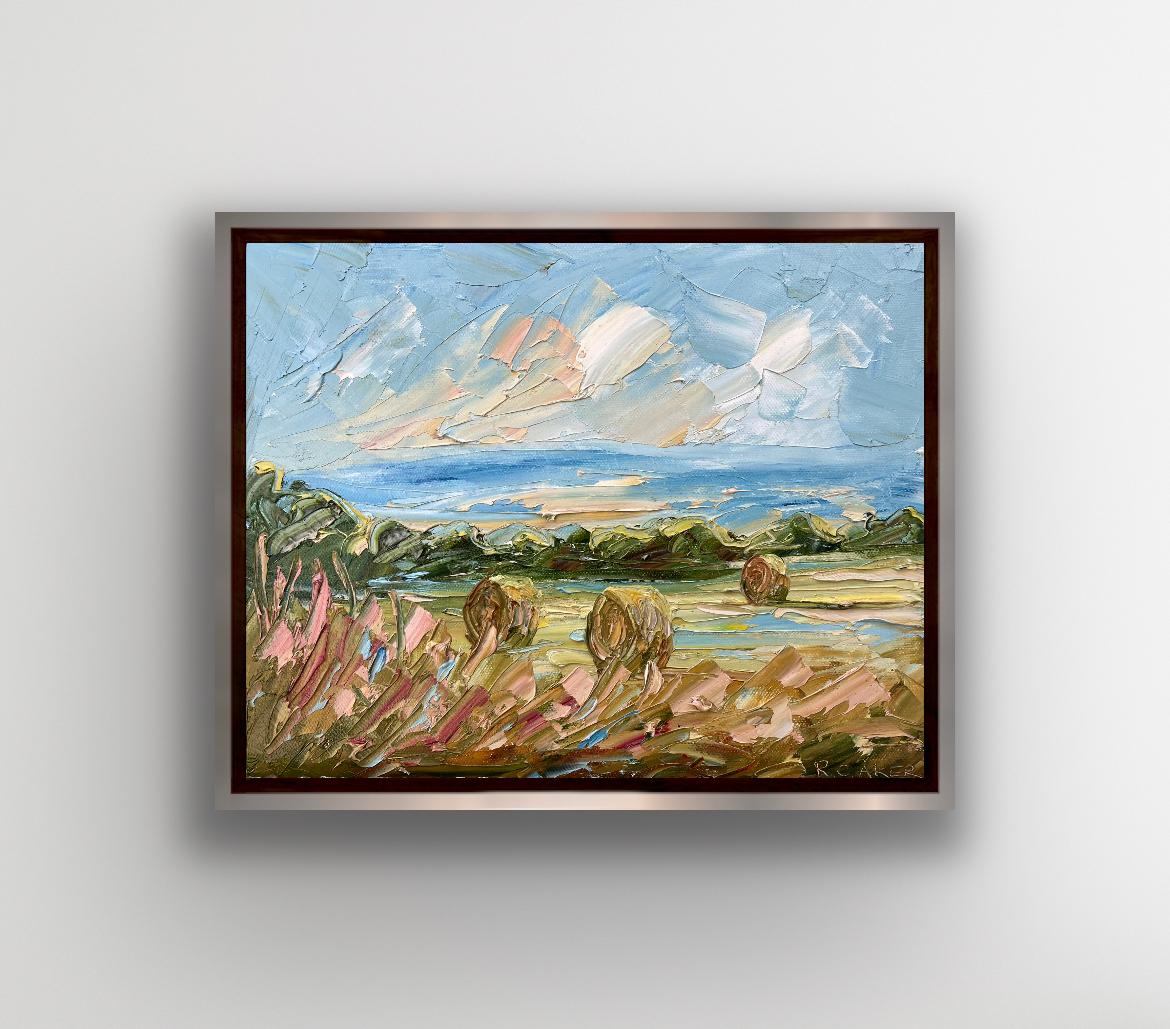 Summer Bales IV, peinture de paysage contemporaine, œuvre d'art rural originale en vente 2