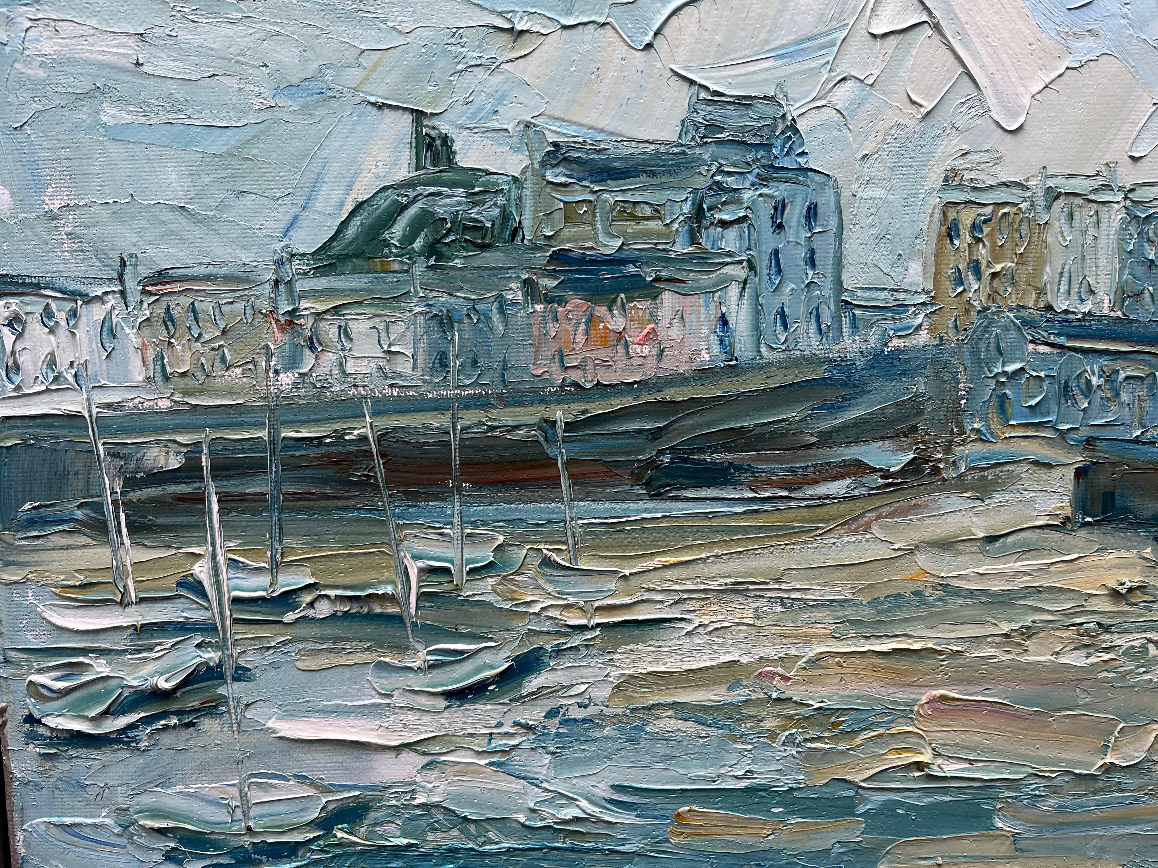 Tenby Harbour, Original painting, Malvern Hills, Landscape art - Contemporary Painting by Rupert Aker