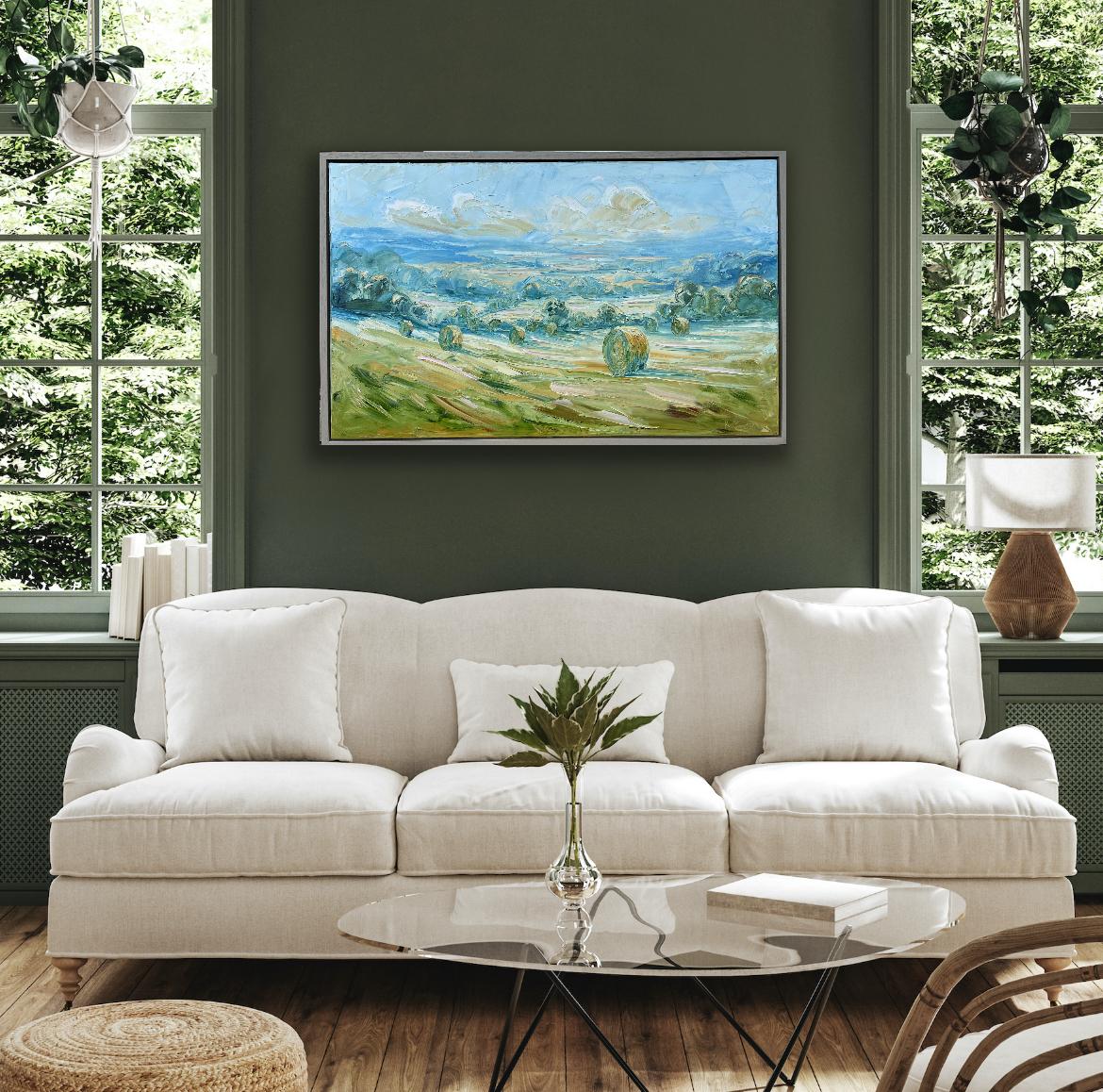 Weizenernte, Originalgemälde, Landschaft, zeitgenössisch – Painting von Rupert Aker