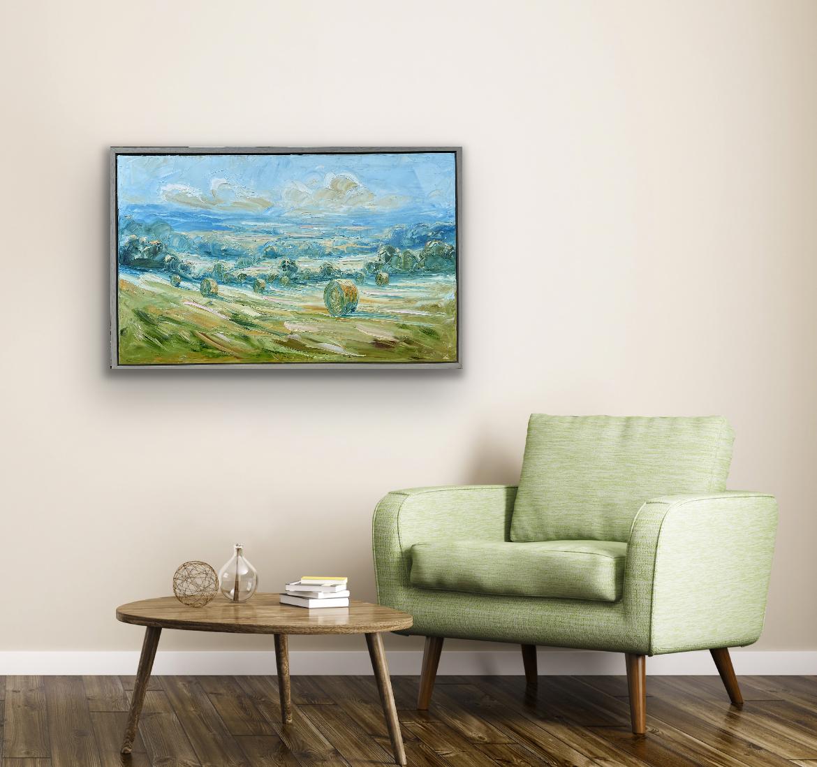 Weizenernte, Originalgemälde, Landschaft, zeitgenössisch im Angebot 2