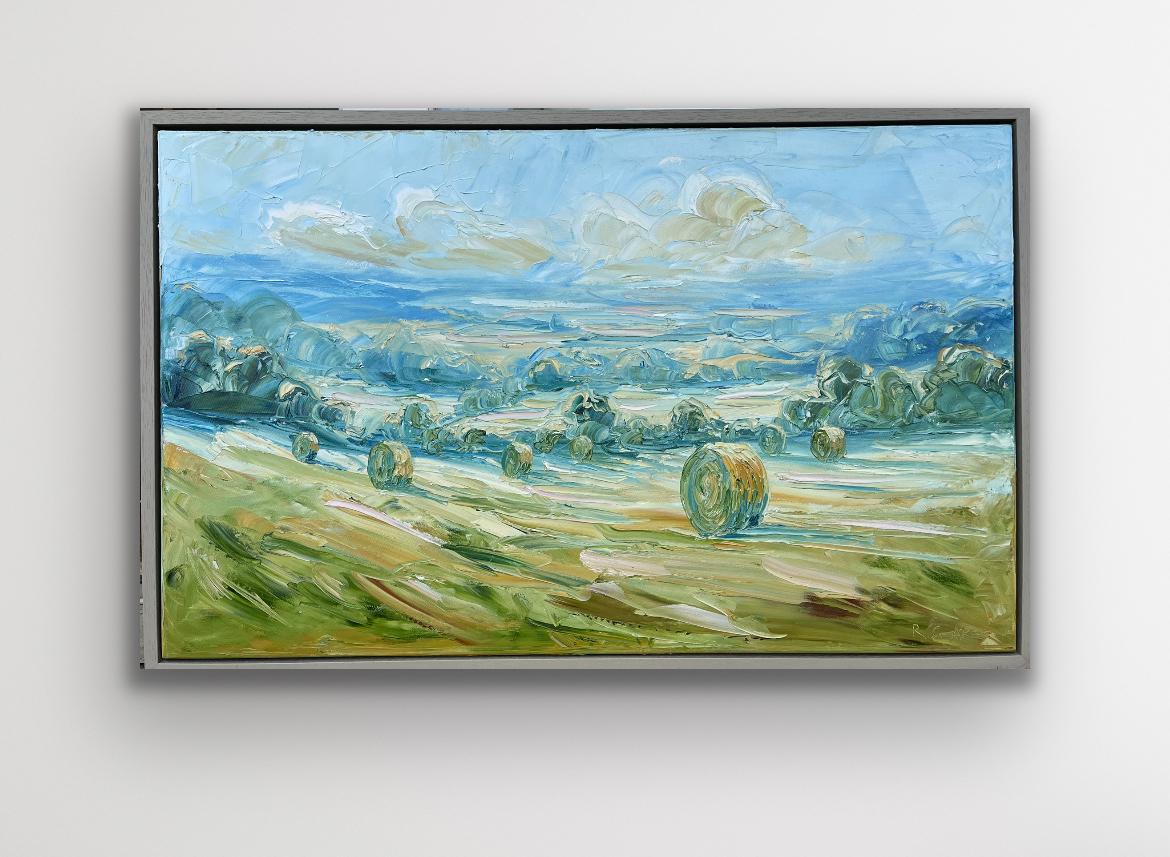 Weizenernte, Originalgemälde, Landschaft, zeitgenössisch im Angebot 4