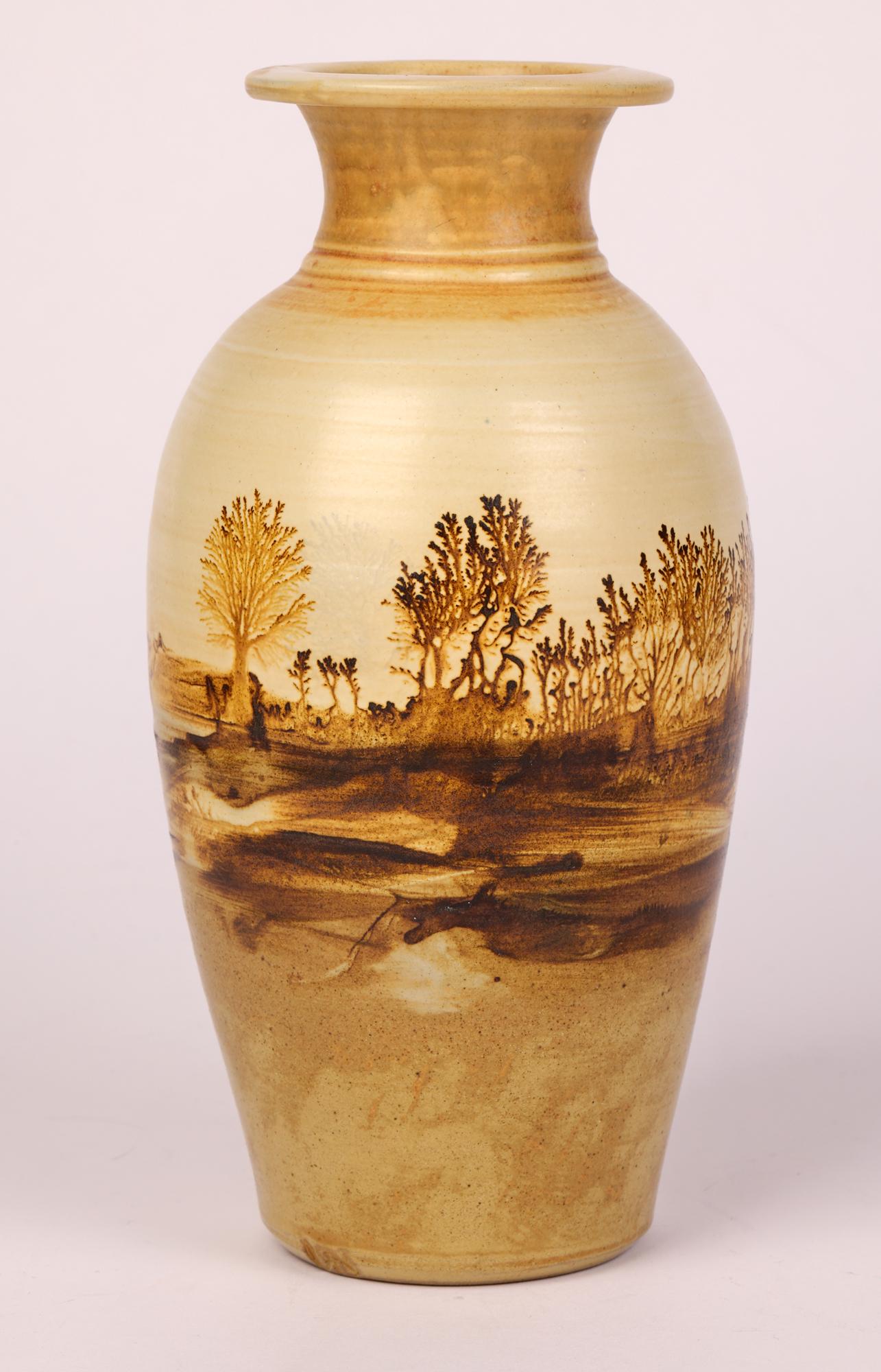 British Rupert Andrews Mocha Ware Landscape Design Studio Pottery Vase