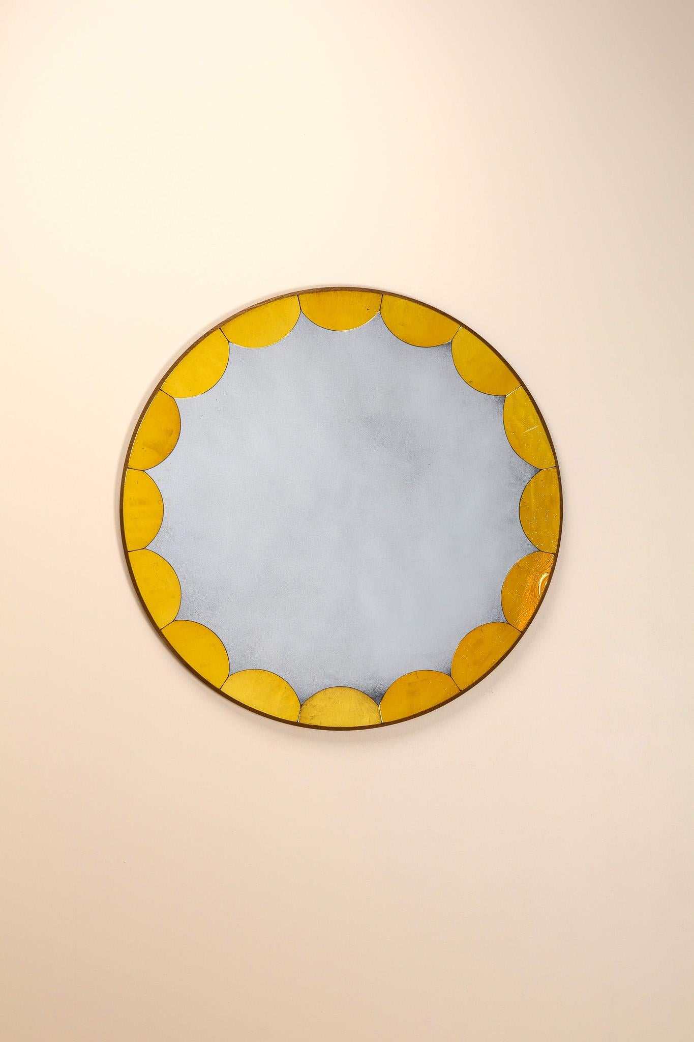 British Rupert Bevan Circular Scallop Mirror - Large For Sale