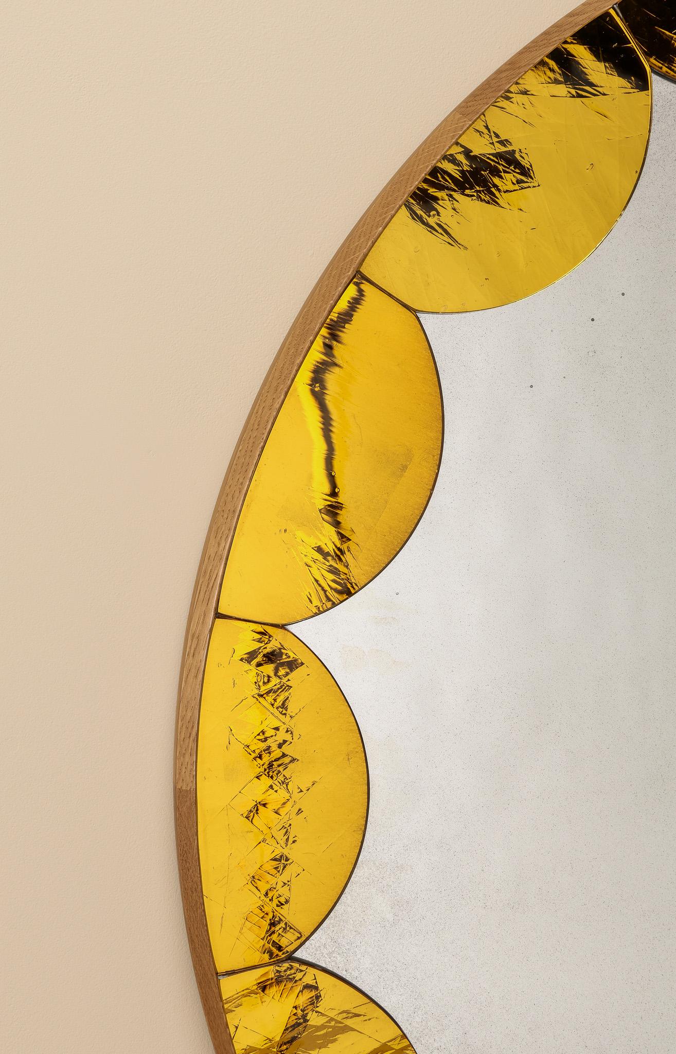 Hand-Crafted Rupert Bevan Circular Scallop Mirror - Large For Sale