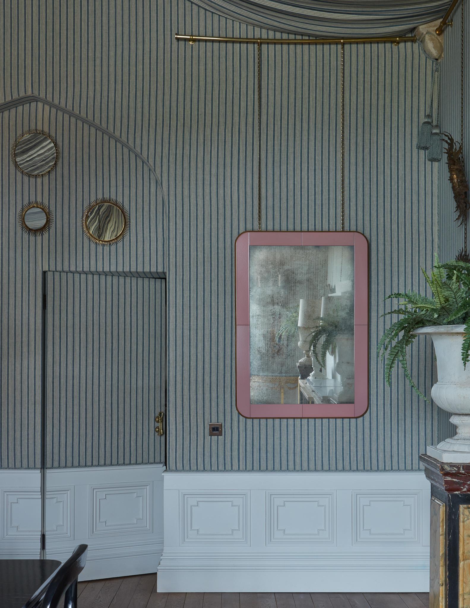 Hand-Crafted Rupert Bevan Enamel Morier Mirror For Sale