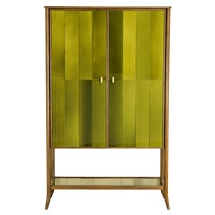 Rupert Bevan Green Hand-blown Cathedral Glass Cabinet (one shelf)