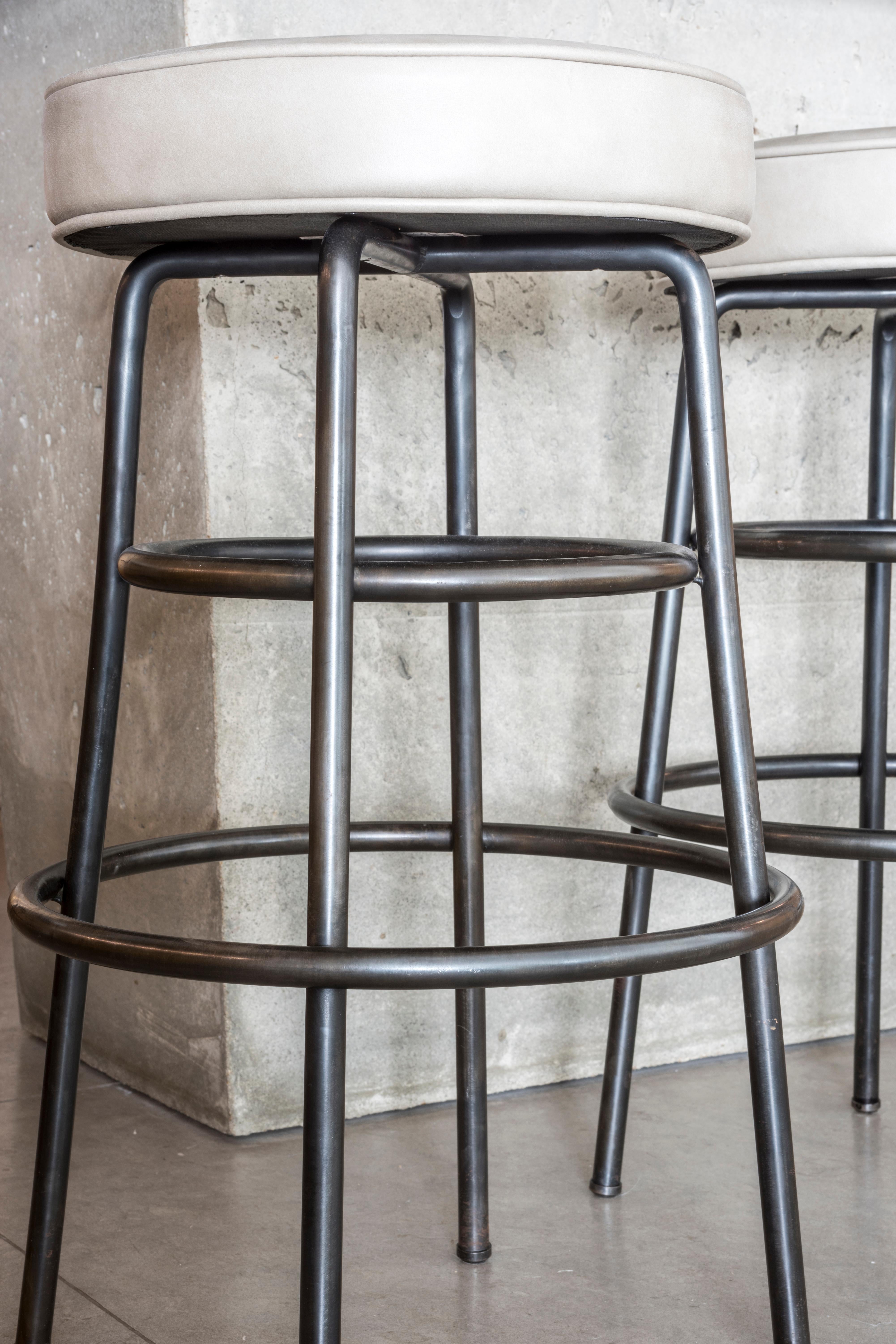 British Rupert Bevan Hoop Barstool (in Customer's Own choice of Material/Leather) For Sale